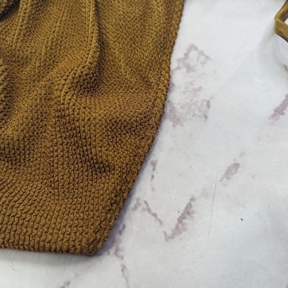 Good American Swim Bottom Women Bronze Brown Crinkle Tiny Ties Bikini - Picture 7 of 12